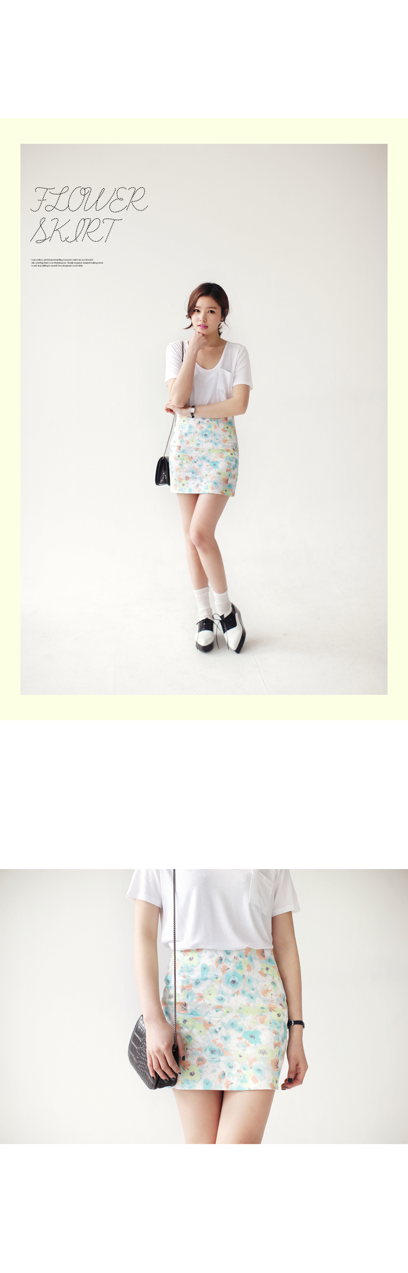フローラルパターンタイトミニスカート・全4色 | DHOLIC | 詳細画像3