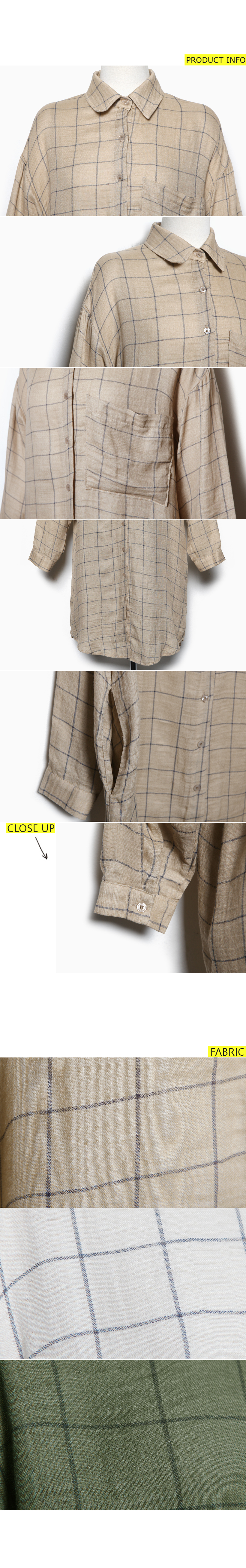 ウィンドウチェックパターンロングシャツ・全3色 | DHOLIC | 詳細画像8