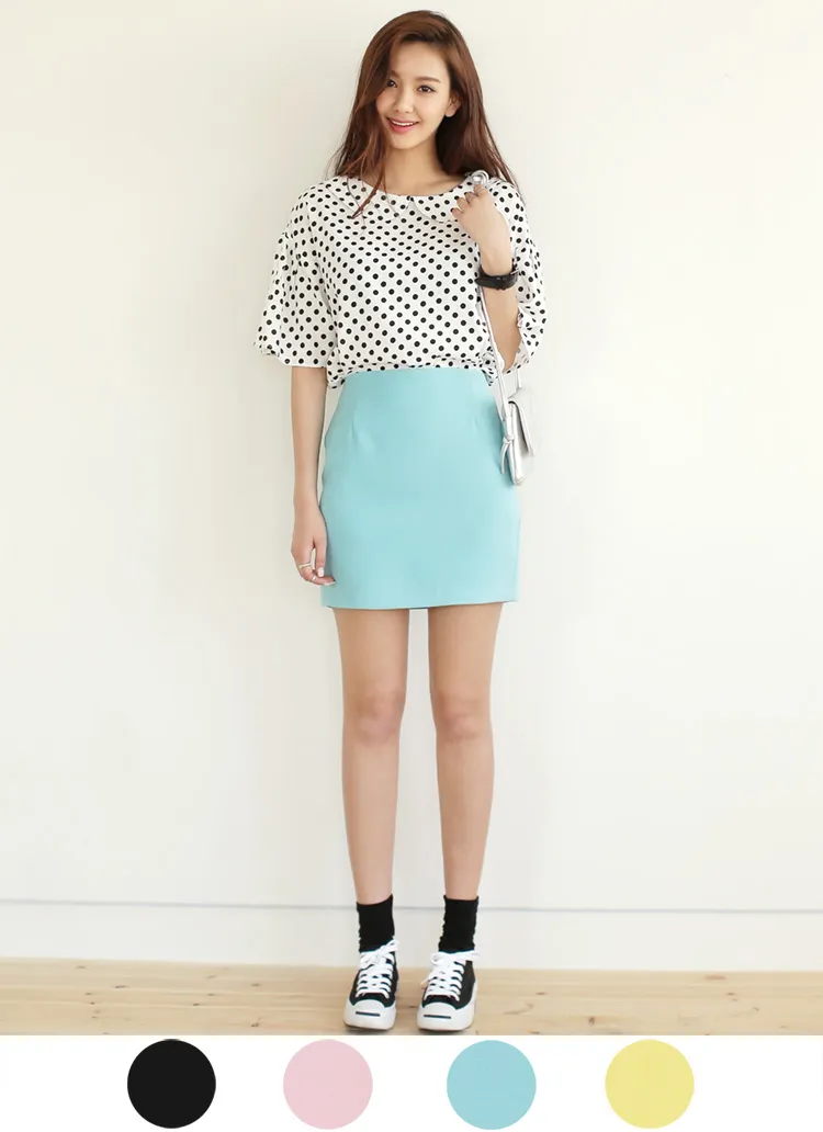 <font color=red><b>★★雑誌 ピチ♡レモン 9月号掲載★★</b></font>*MONOMORI-モノモリ-*パステルカラータイトミニスカート・全4色 | DHOLIC | 詳細画像1