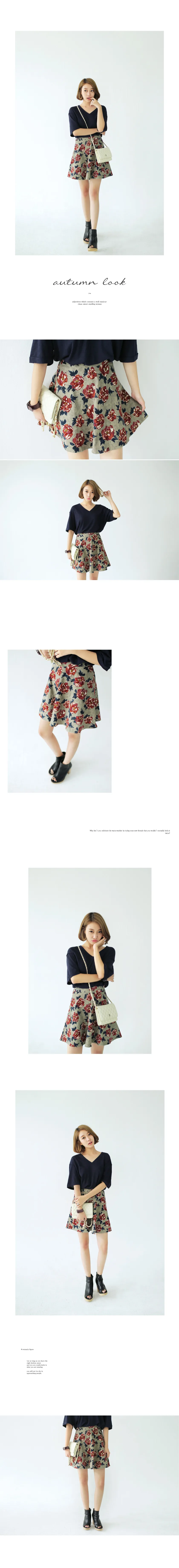 フラワーパターンAラインフレアスカート・全3色 | DHOLIC | 詳細画像2