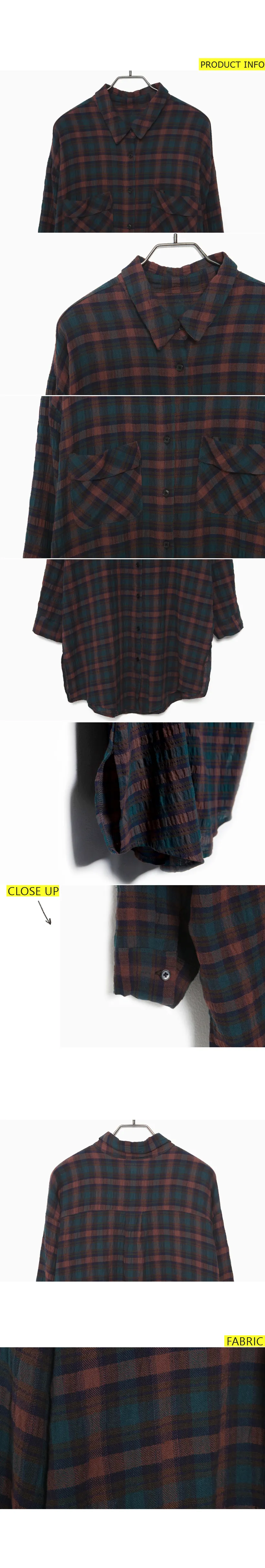 サイドスリットチェックパターンロングシャツ・全2色 | DHOLIC | 詳細画像6