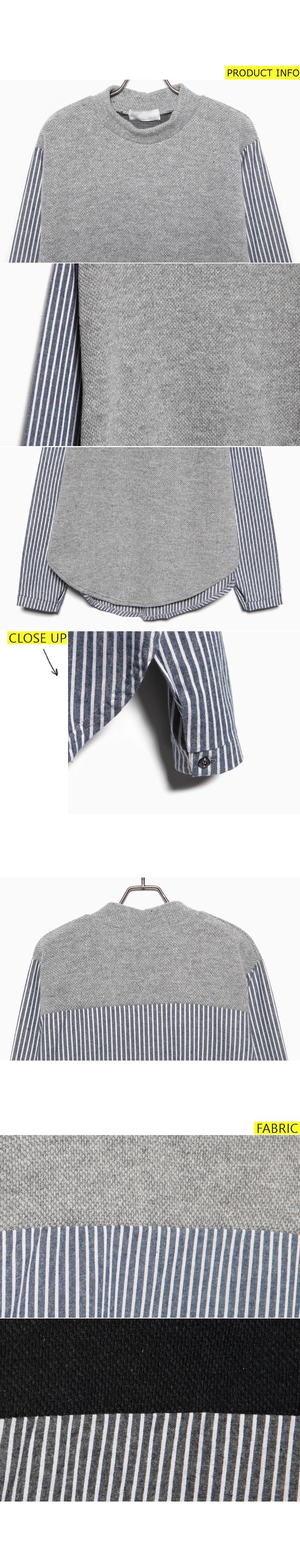 ストライプパターンプチハイネックドッキングシャツ・全2色 | DHOLIC | 詳細画像7