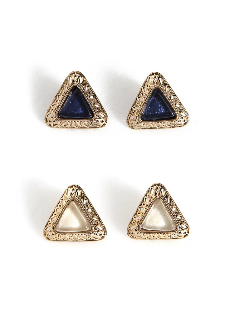 トライアングルゴールドフーレムピアス・全3色 | DHOLIC | 詳細画像1