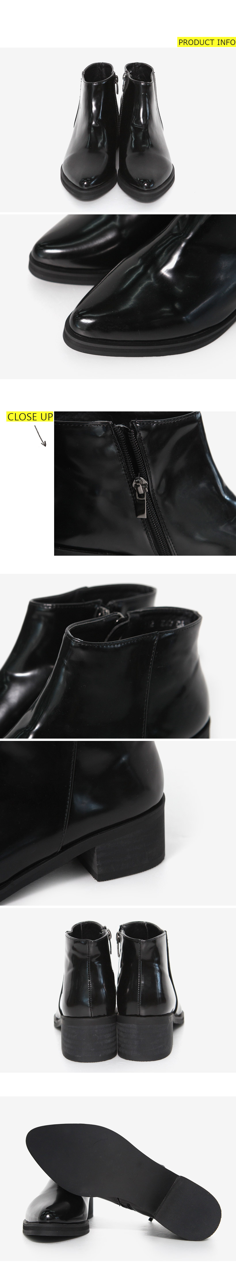 112 ブラックカラーエナメルショートブーツ・全1色 | DHOLIC | 詳細画像6