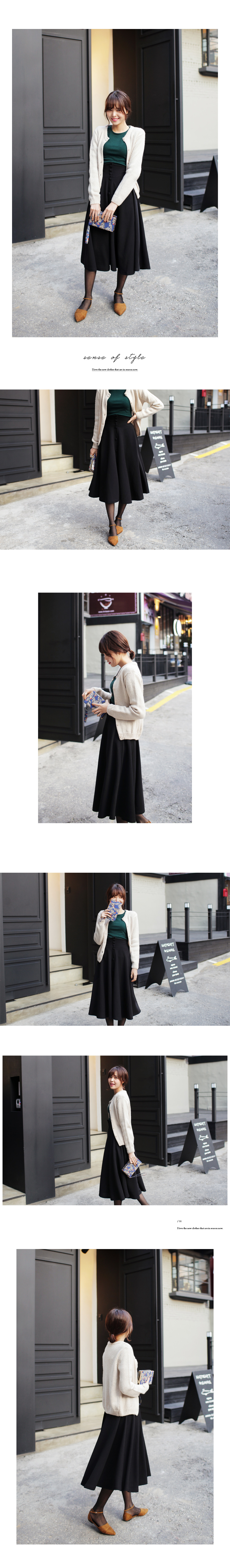 フロントボタンミモレ丈スカート・全3色 | DHOLIC | 詳細画像3