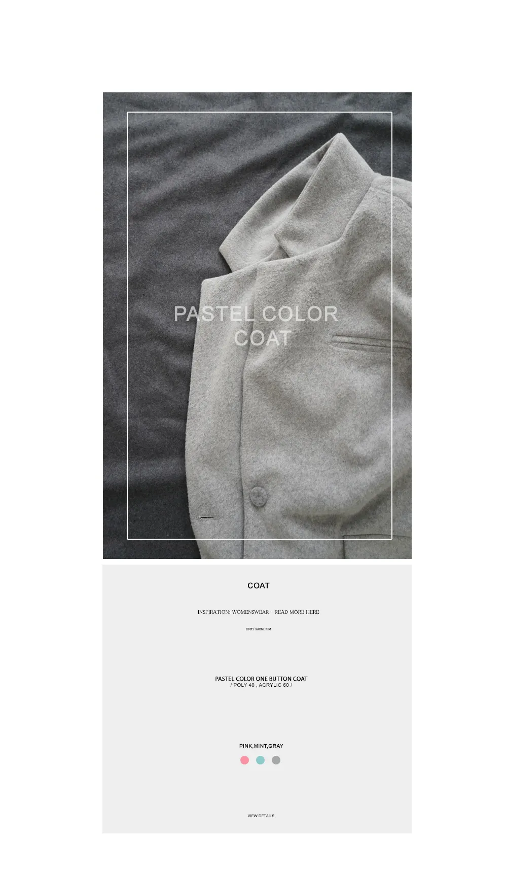 パステルカラーシングルコート・全3色 | DHOLIC | 詳細画像2