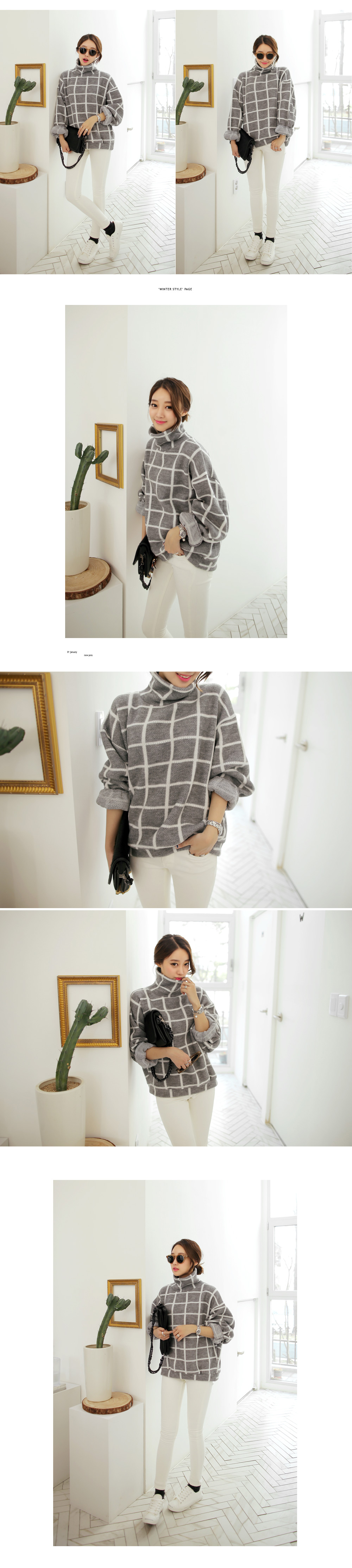 ウィンドウペンチェックタートルニット・全3色 | DHOLIC | 詳細画像4