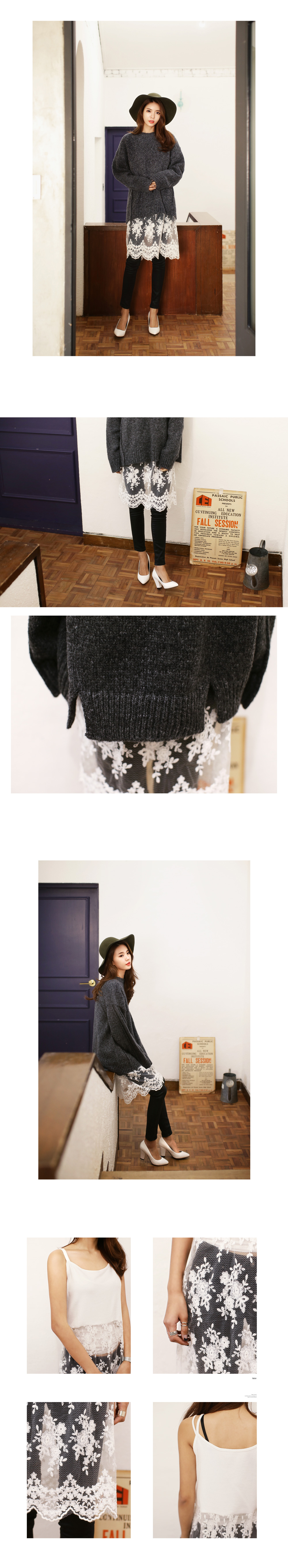 <font color=red><b>●●雑誌Seventeen5月号掲載●●</b></font>レースキャミソールレイヤードワンピース・全2色 | DHOLIC | 詳細画像9