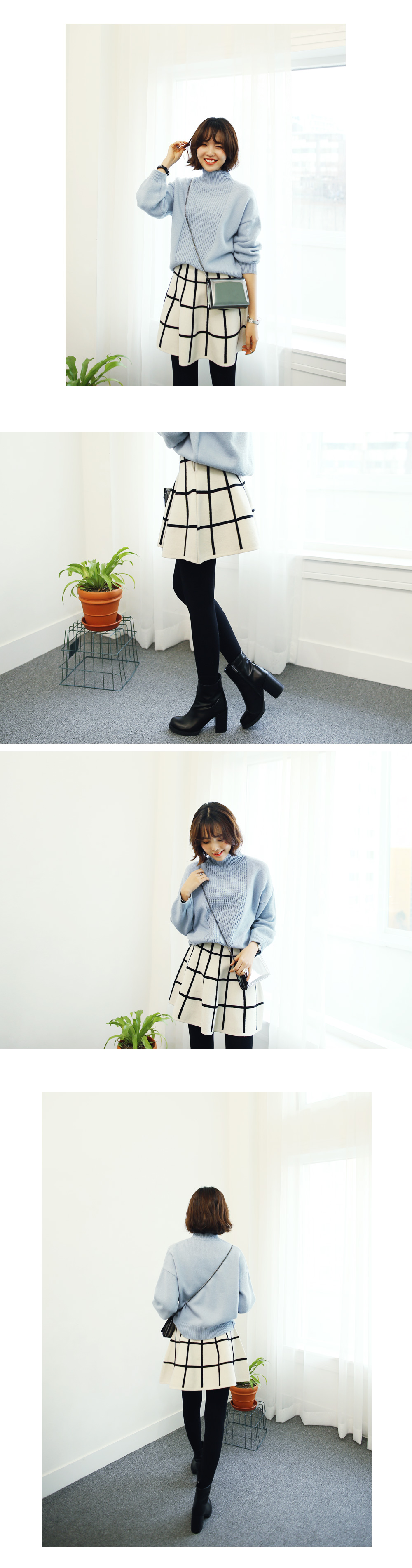 ウィンドウペンチェックニットフレアスカート・全3色 | DHOLIC | 詳細画像4