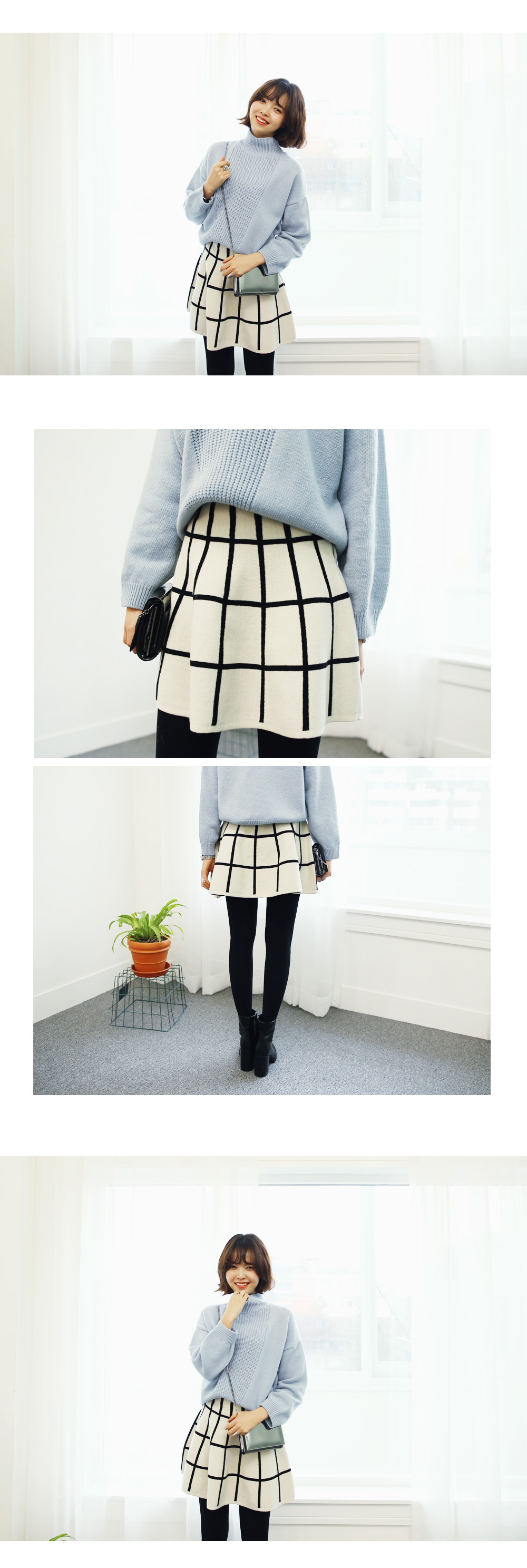 ウィンドウペンチェックニットフレアスカート・全3色 | DHOLIC | 詳細画像5