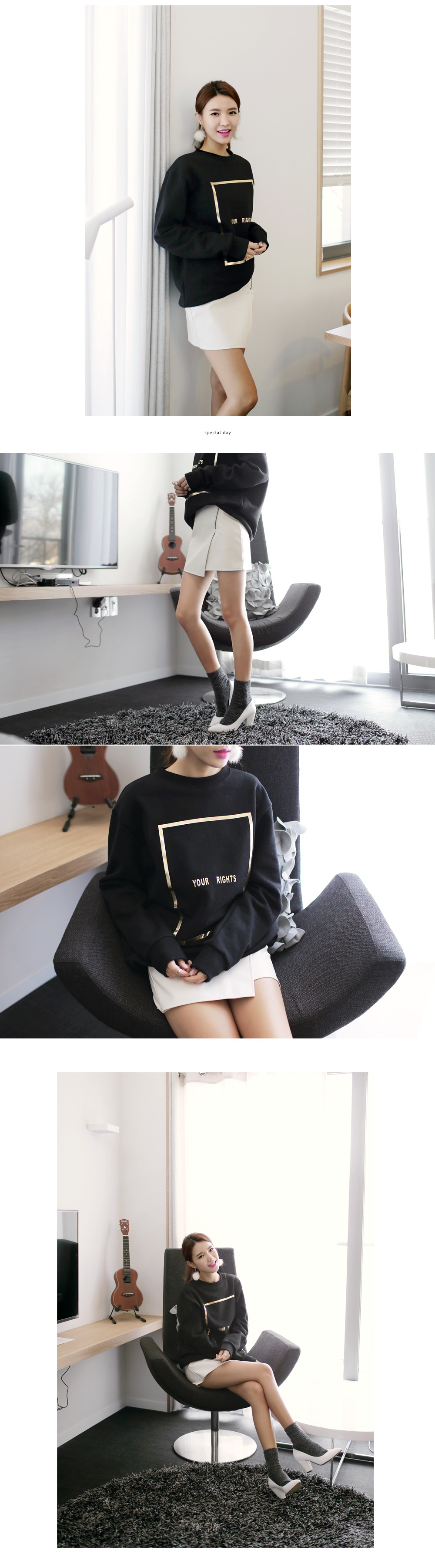 <font color=red><b><人気商品再入荷></b></font>YOUR RIGHTSメタリックミニロゴスウェットトップス・全2色 | DHOLIC | 詳細画像6