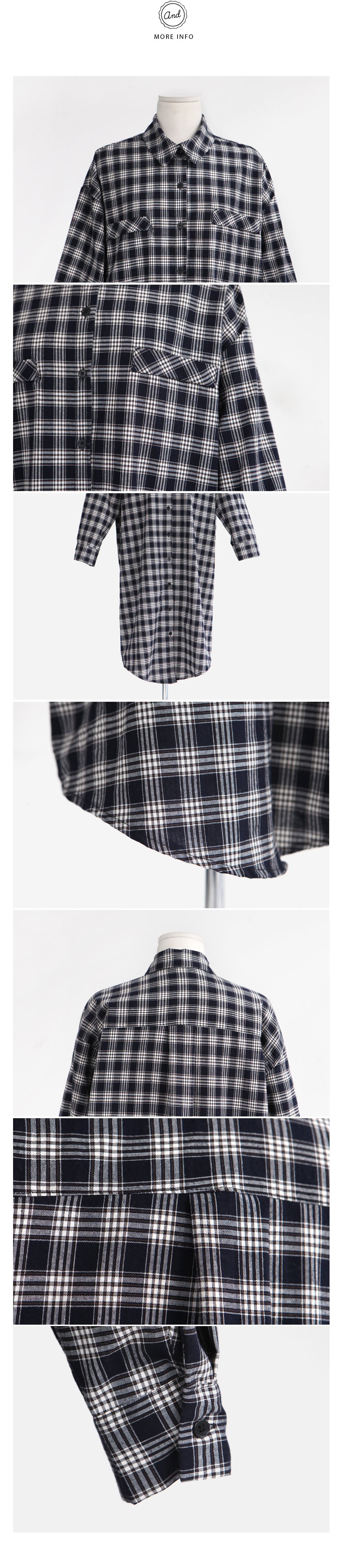 チェックパターンオーバーフィットロングシャツ・全2色 | DHOLIC | 詳細画像8