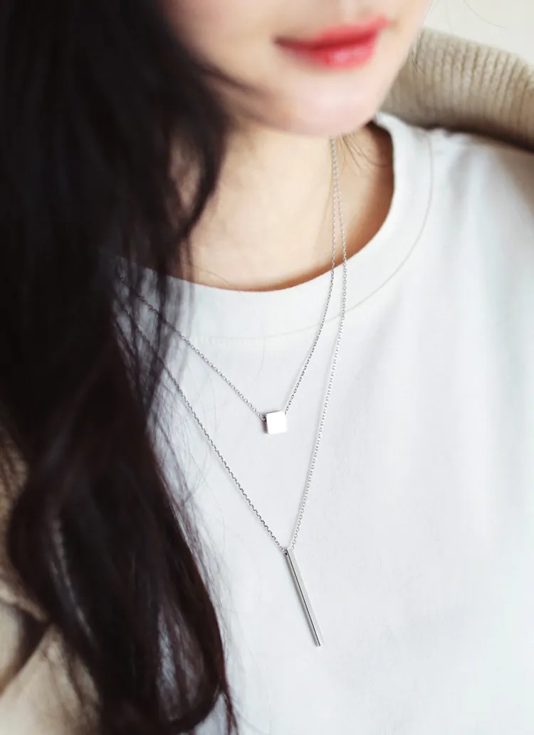 スクエアモチーフレイヤードネックレス・全2色 | DHOLIC | 詳細画像1