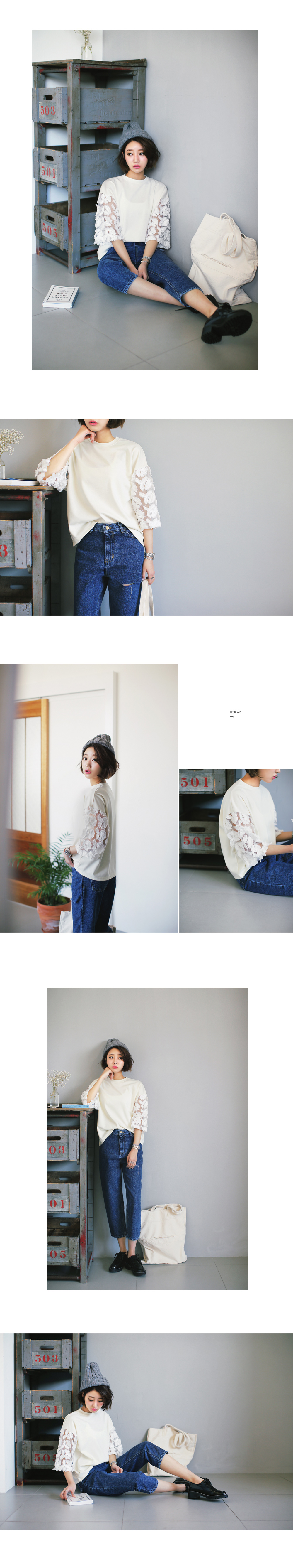 <font color=red><b>●●SEDA7月号掲載●●</b></font>ワイドシースルースリーブTシャツ・全2色 | DHOLIC | 詳細画像3