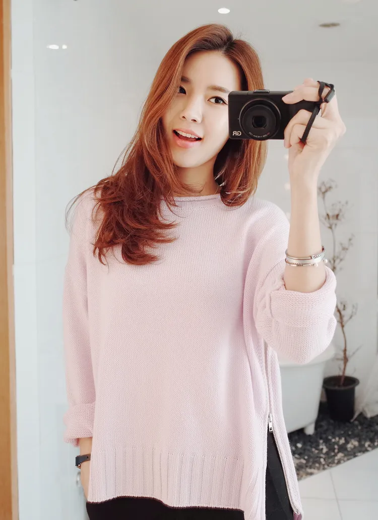 サイドジッパーパステルニットトップス・全4色 | DHOLIC | 詳細画像1