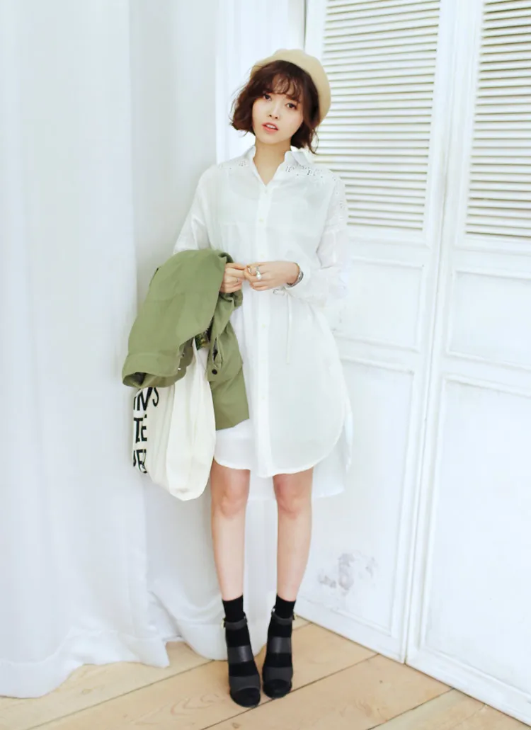 アイボリーベルトsetシャツワンピース・全1色 | DHOLIC | 詳細画像1