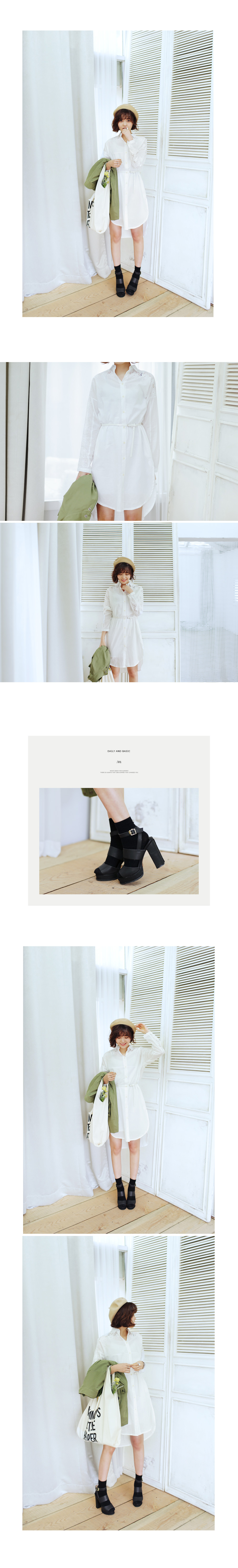 アイボリーベルトsetシャツワンピース・全1色 | DHOLIC | 詳細画像2