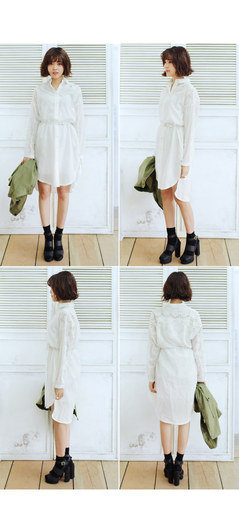 アイボリーベルトsetシャツワンピース・全1色 | DHOLIC | 詳細画像6