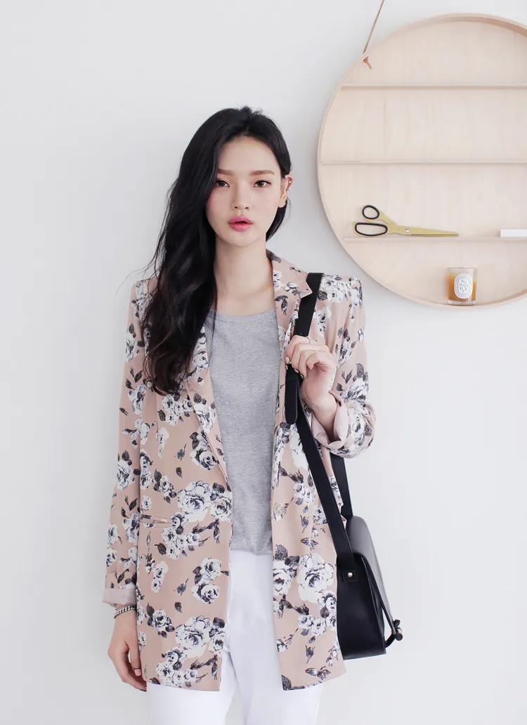 ローズ柄ロングジャケット・全2色 | DHOLIC | 詳細画像1