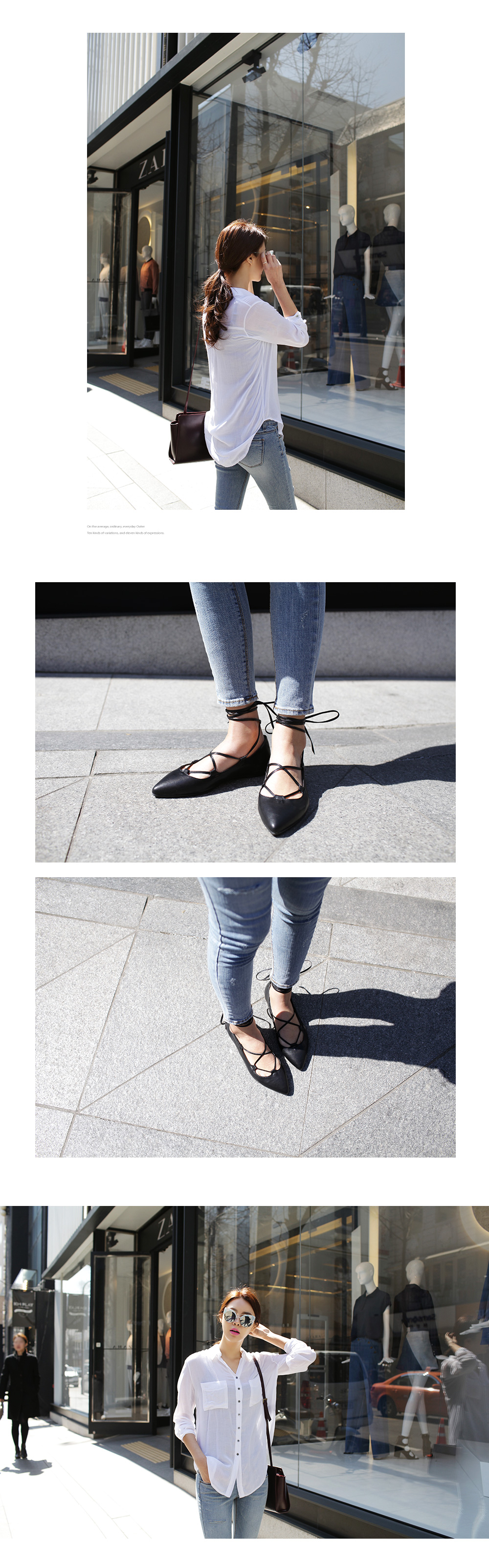 ロングストラップブラックフラットシューズ・全1色 | DHOLIC | 詳細画像4