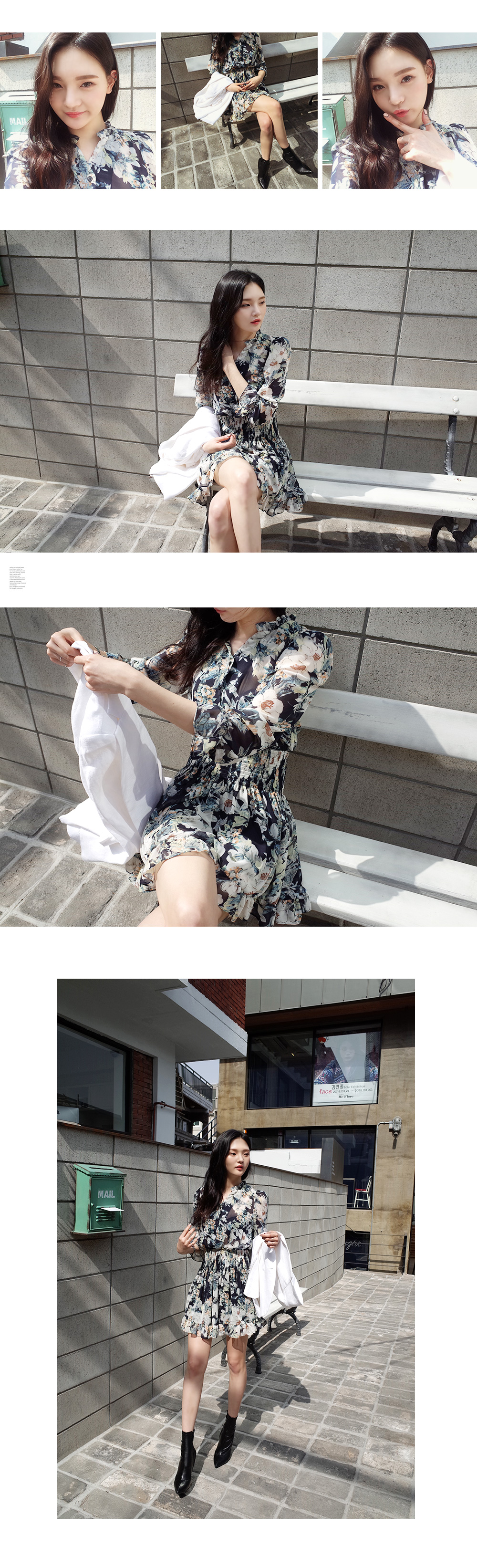 花柄ウエストシャーリングシフォンワンピース・全2色 | DHOLIC | 詳細画像11