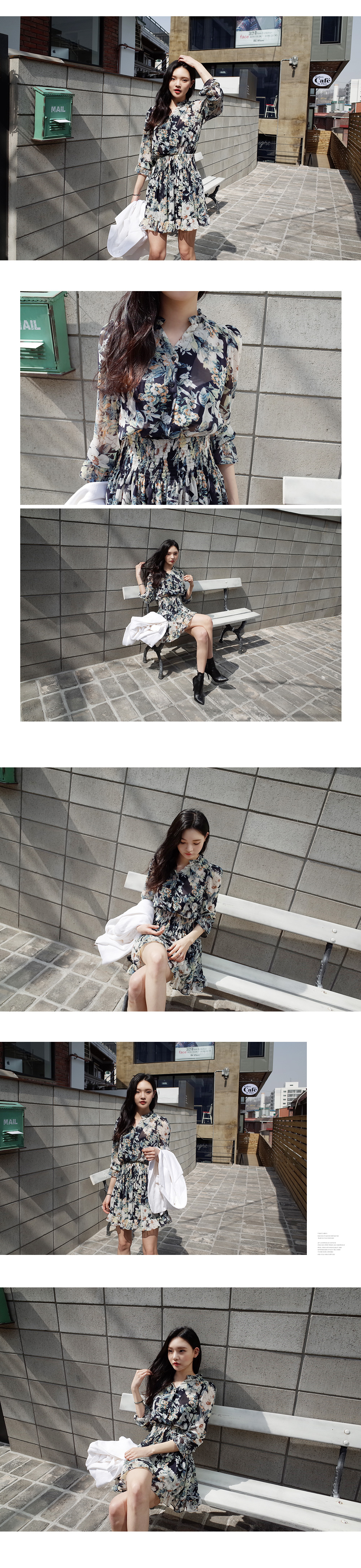 花柄ウエストシャーリングシフォンワンピース・全2色 | DHOLIC | 詳細画像12