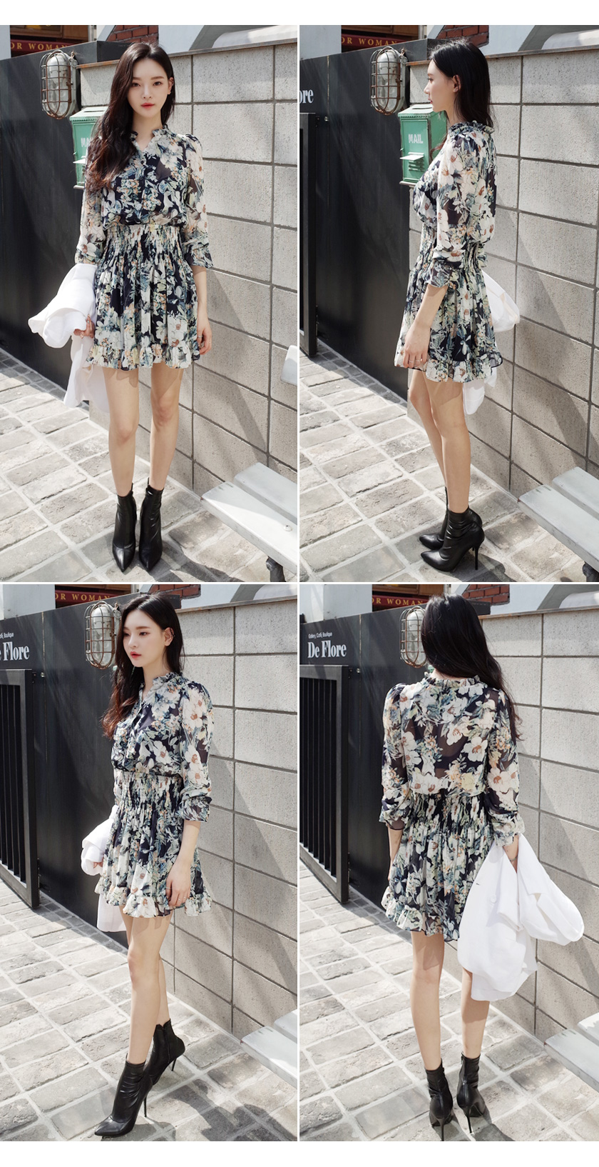 花柄ウエストシャーリングシフォンワンピース・全2色 | DHOLIC | 詳細画像13