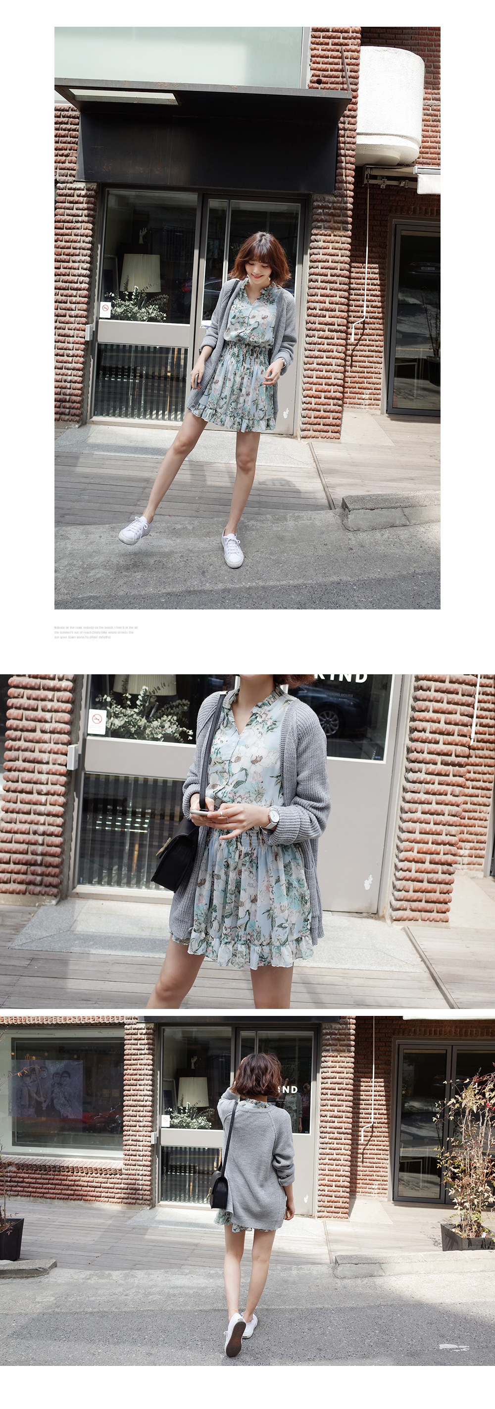 花柄ウエストシャーリングシフォンワンピース・全2色 | DHOLIC | 詳細画像7