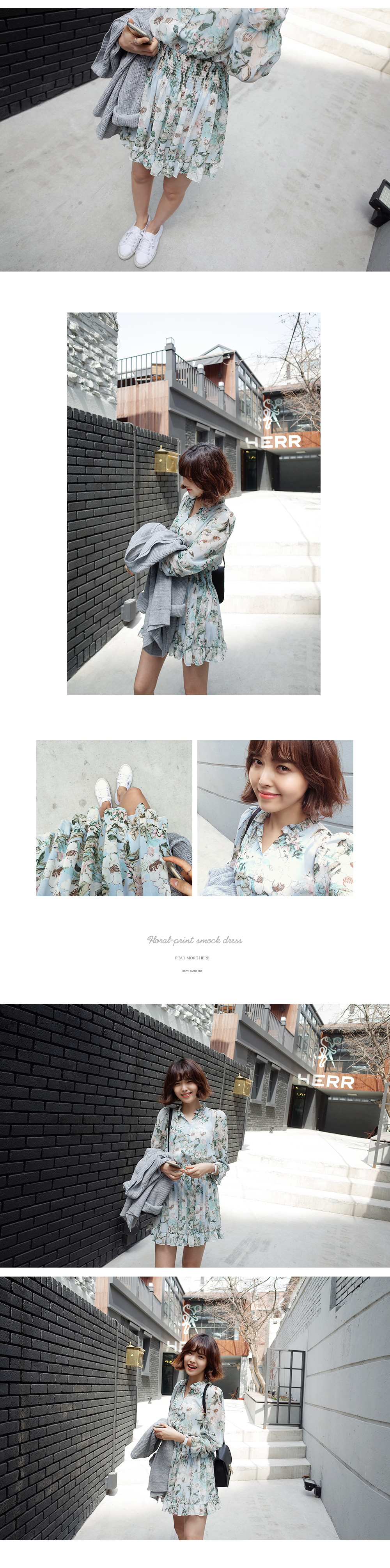 花柄ウエストシャーリングシフォンワンピース・全2色 | DHOLIC | 詳細画像8