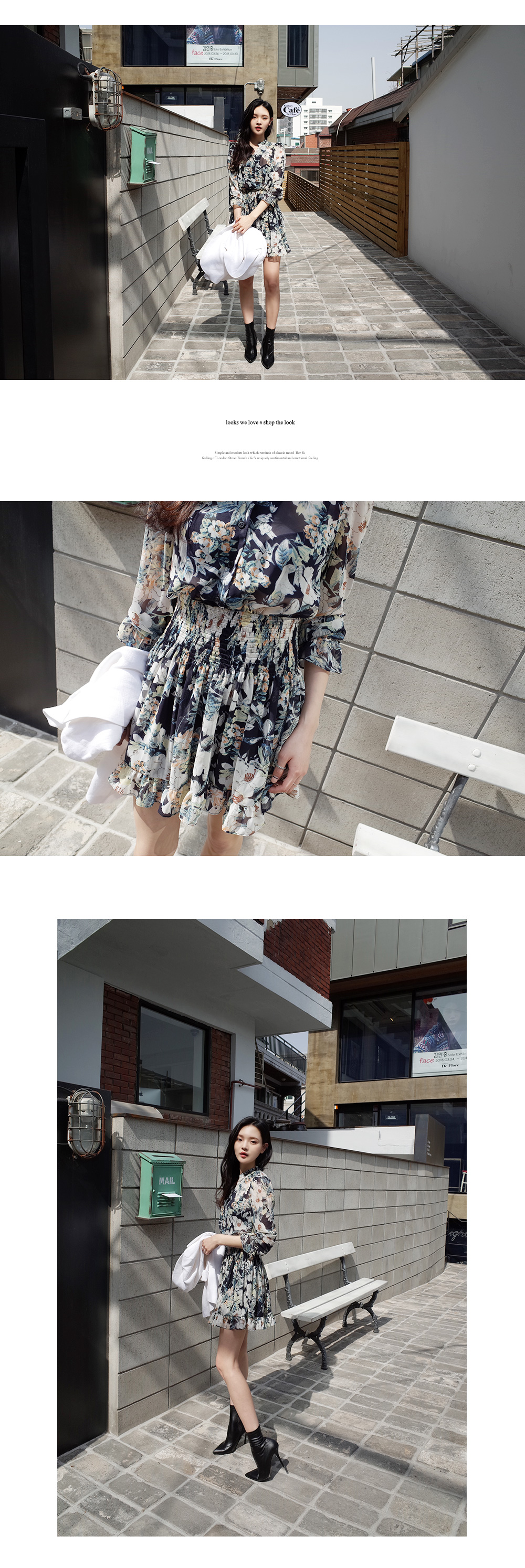 花柄ウエストシャーリングシフォンワンピース・全2色 | DHOLIC | 詳細画像10