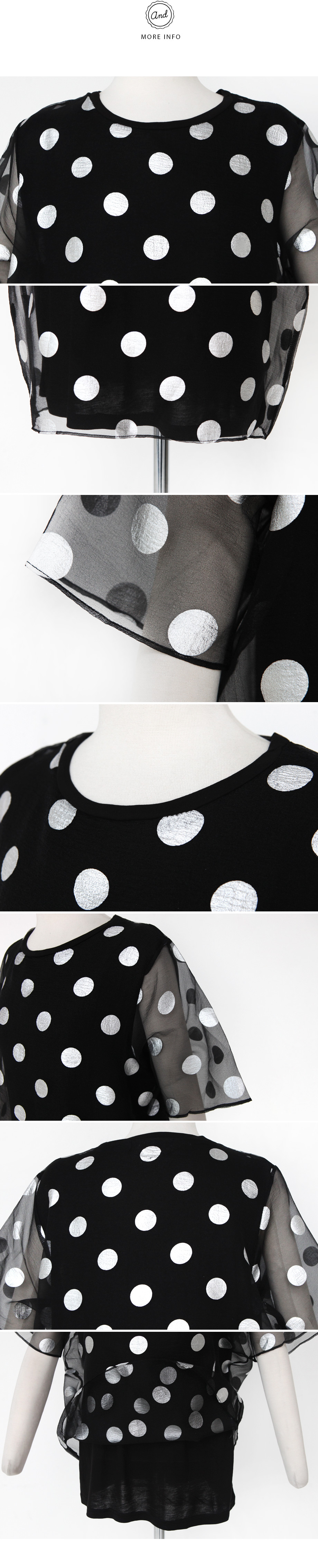 シルバードット柄オーガンジーTシャツ・全3色 | DHOLIC | 詳細画像15