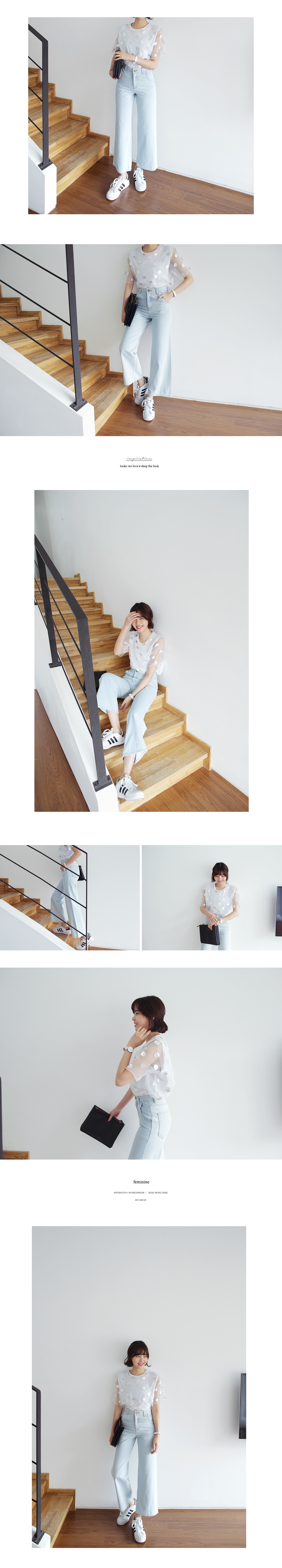 シルバードット柄オーガンジーTシャツ・全3色 | DHOLIC | 詳細画像11