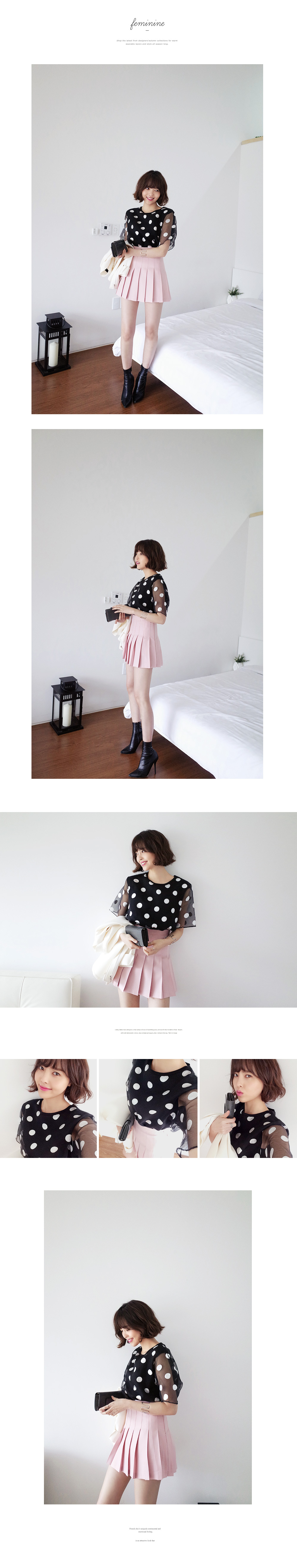 シルバードット柄オーガンジーTシャツ・全3色 | DHOLIC | 詳細画像3