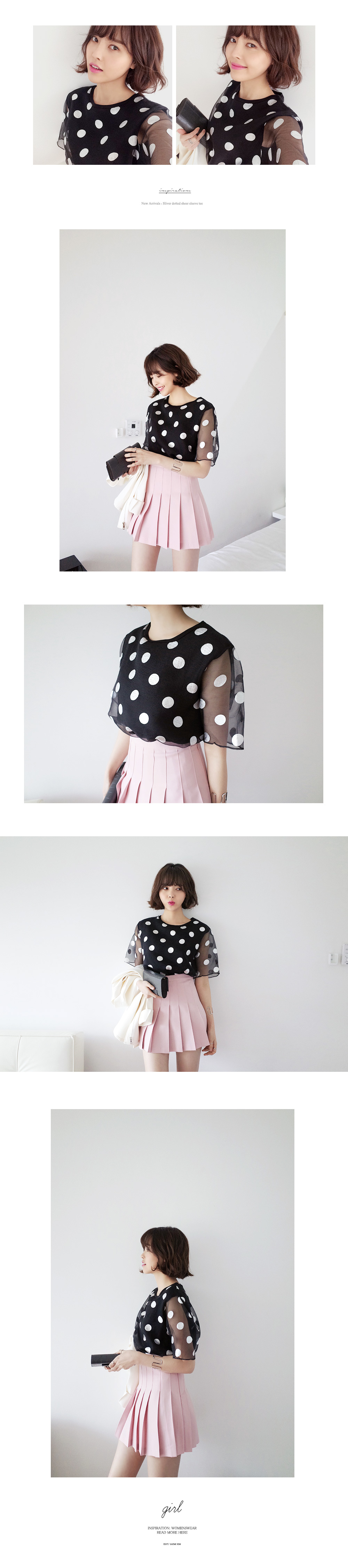 シルバードット柄オーガンジーTシャツ・全3色 | DHOLIC | 詳細画像5