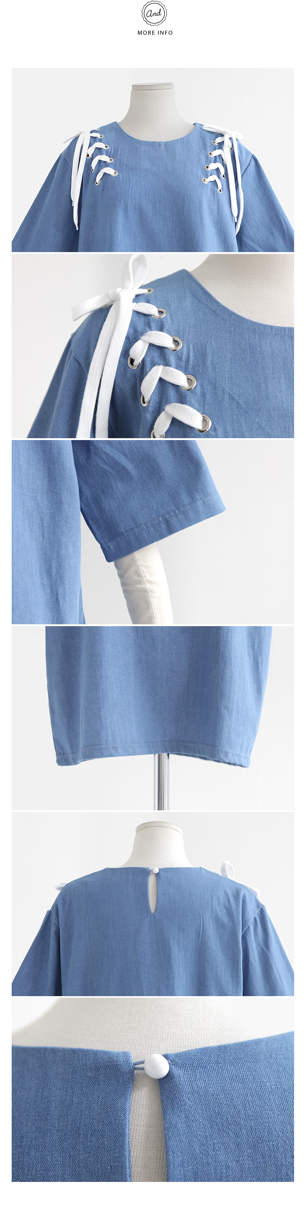 ショルダーレースアップブルートップス・全2色 | DHOLIC | 詳細画像7