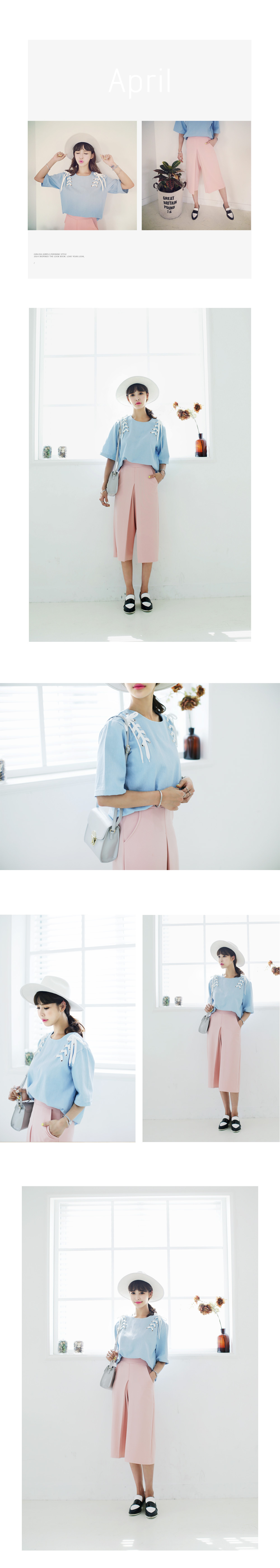 ショルダーレースアップブルートップス・全2色 | DHOLIC | 詳細画像2