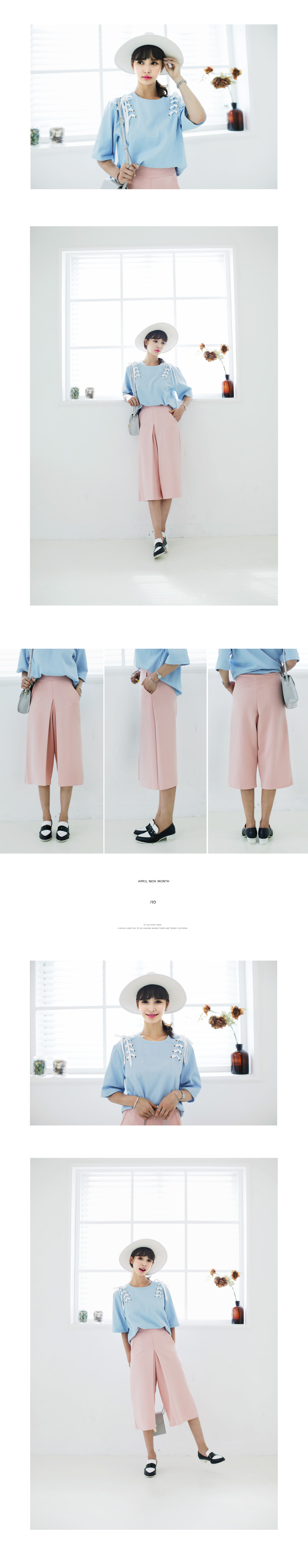 ショルダーレースアップブルートップス・全2色 | DHOLIC | 詳細画像4