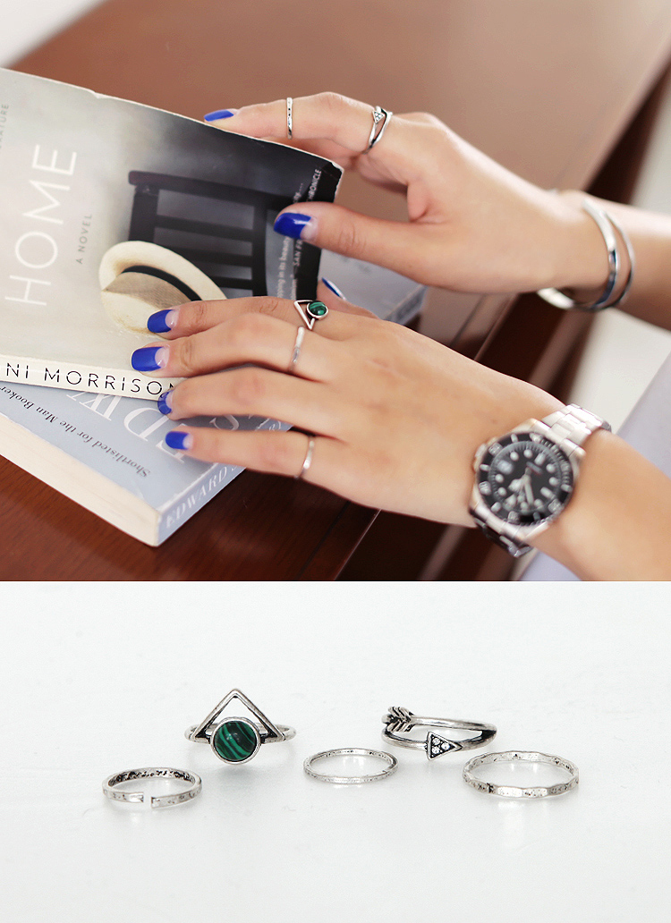 リング 5個セット グリーンストーン リング 5個セット グリーンストーン