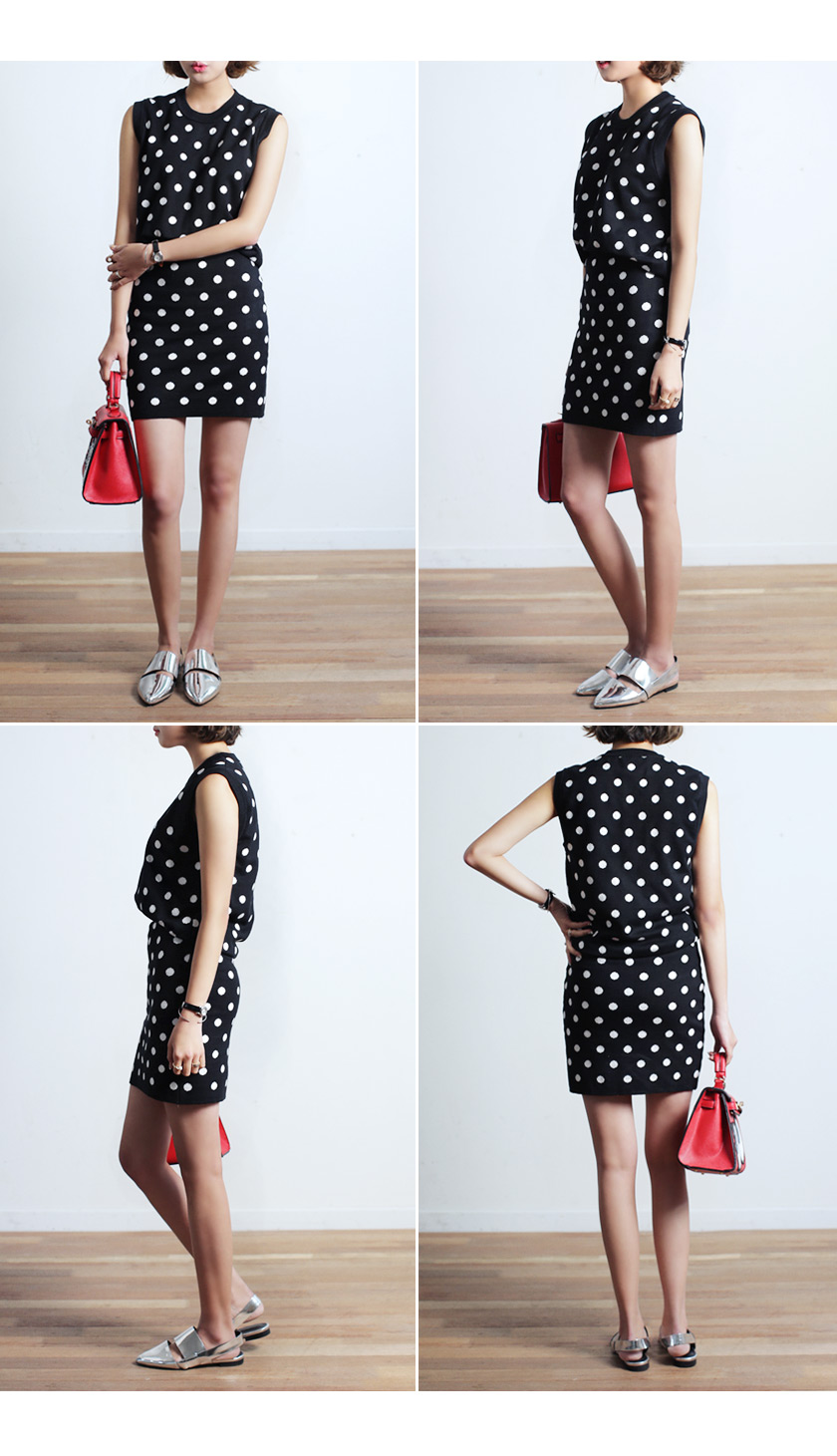 ドットスリーブレスニット&タイトスカート・全1色 | DHOLIC | 詳細画像6