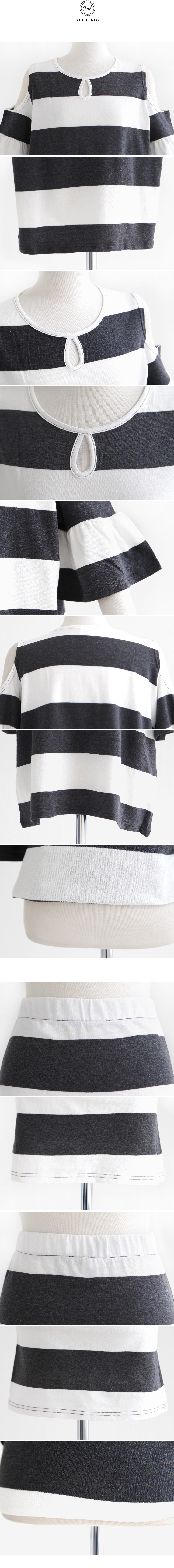 ボーダーショルダーカットアウトトップス&タイトスカートセットアップ・全2色 | DHOLIC | 詳細画像6