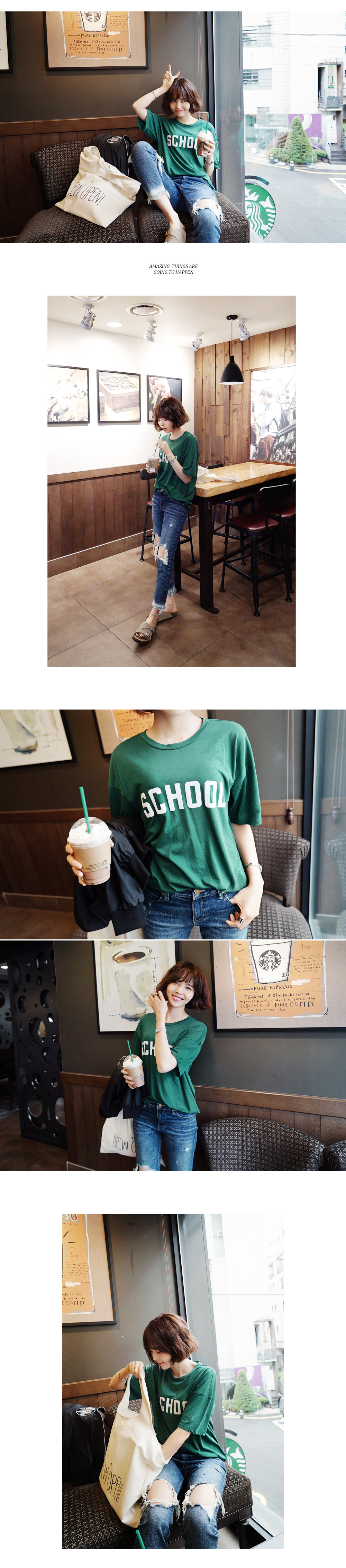 SCHOOLロゴ半袖Tシャツ・全4色 | DHOLIC | 詳細画像2