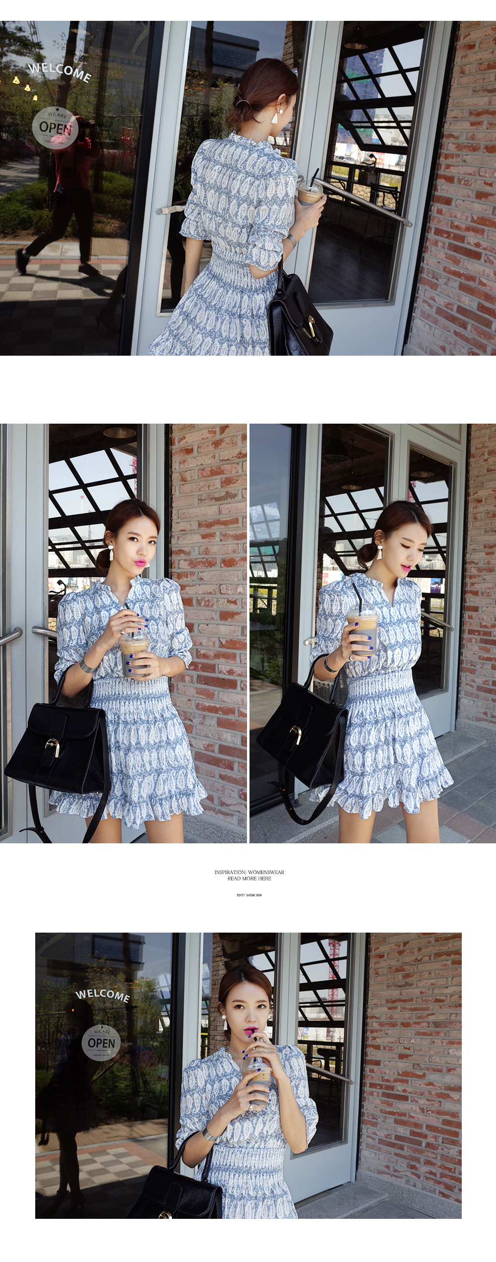 ペイズリー柄ウエストシャーリングワンピース・全3色 | DHOLIC | 詳細画像8