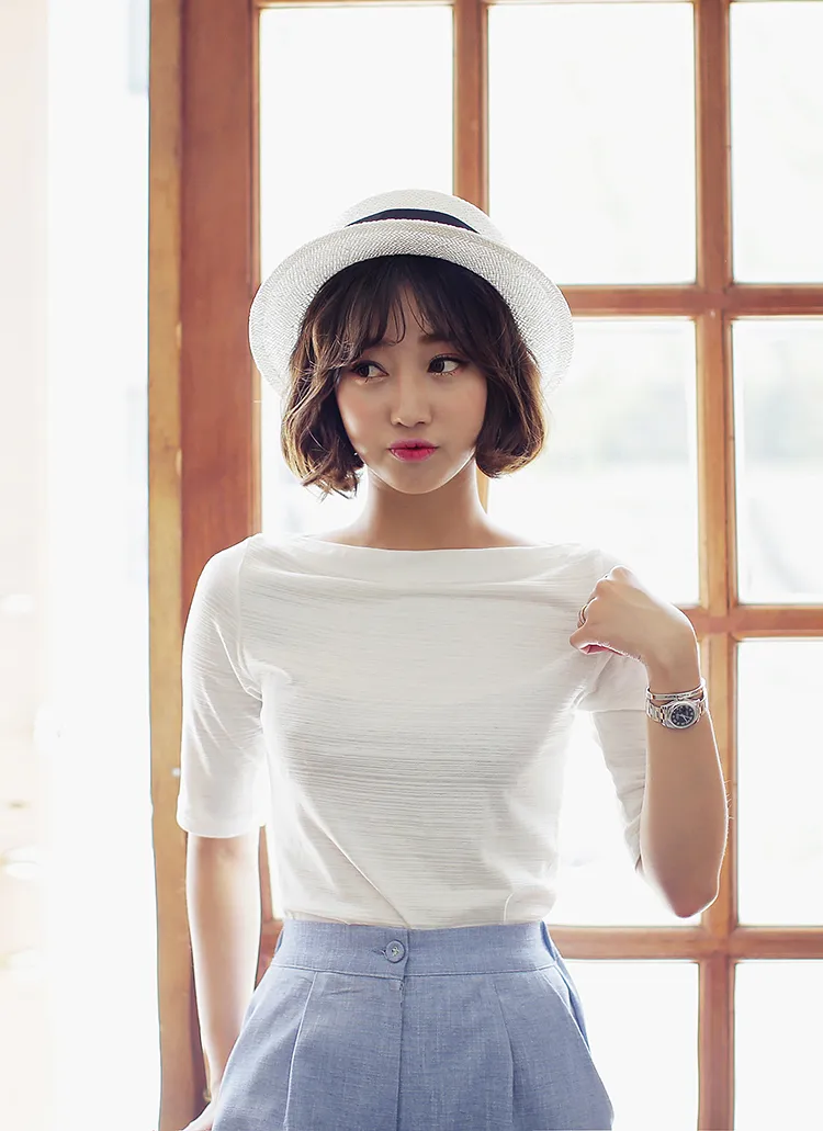 バーンアウトボートネックTシャツ・全4色 | DHOLIC | 詳細画像1