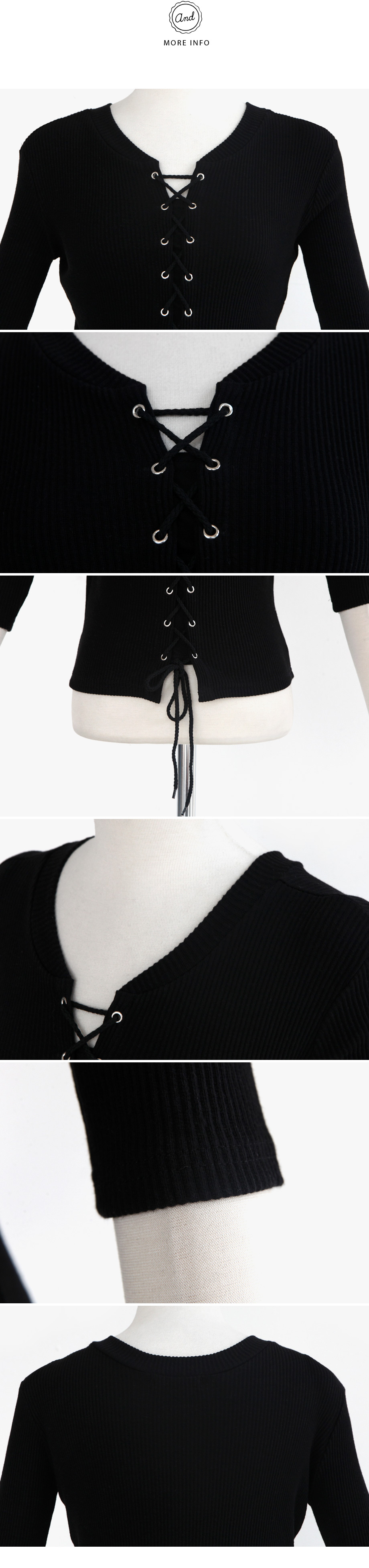 レースアップリブニットトップス・全2色 | DHOLIC | 詳細画像7