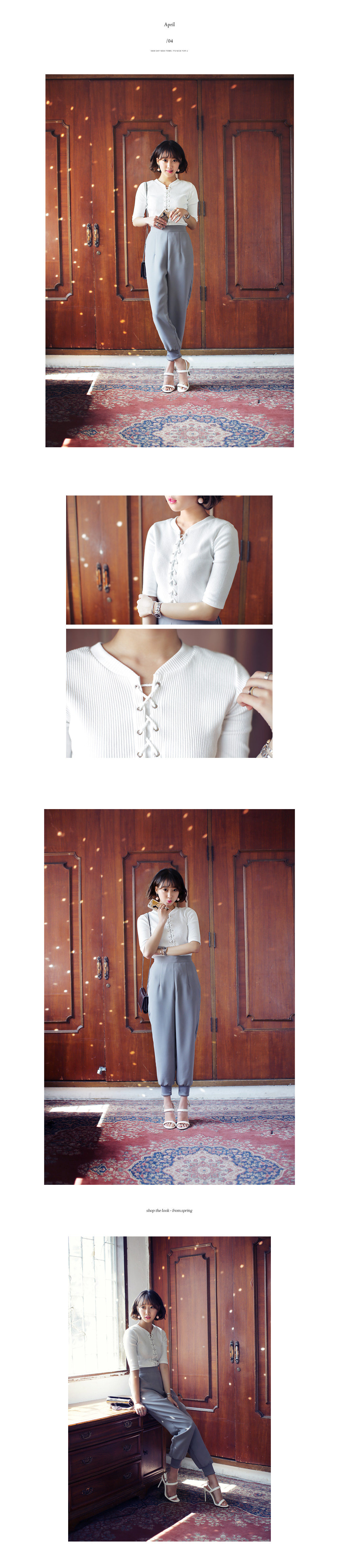 レースアップリブニットトップス・全2色 | DHOLIC | 詳細画像2