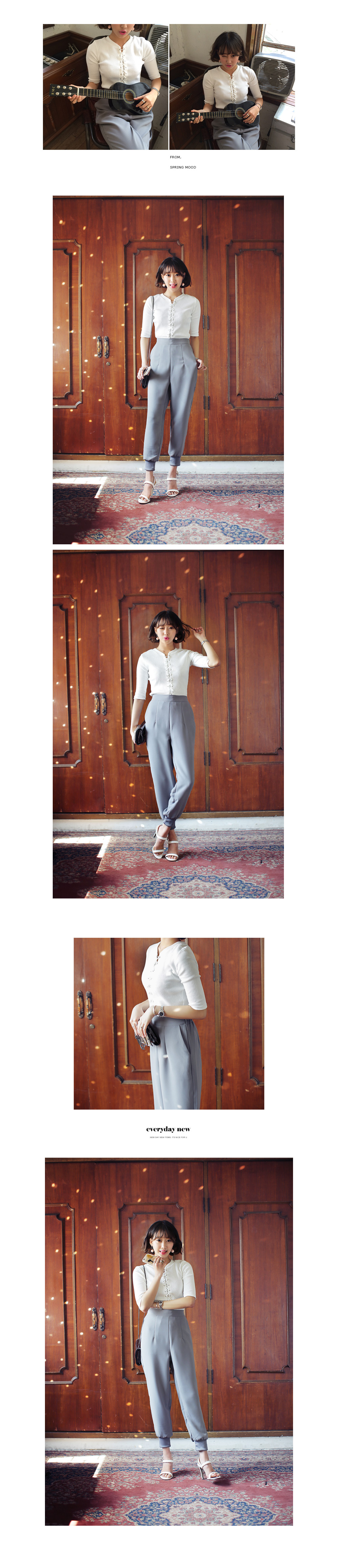 レースアップリブニットトップス・全2色 | DHOLIC | 詳細画像3