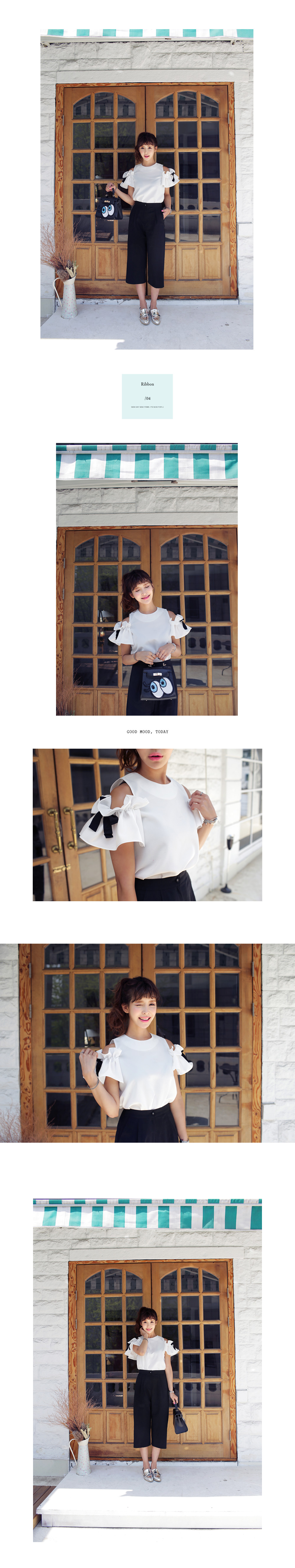 <font color=red><b>●●雑誌ViVi8月号掲載●●</b></font>ショルダーカットアウトリボンブラウス・全2色 | DHOLIC | 詳細画像2