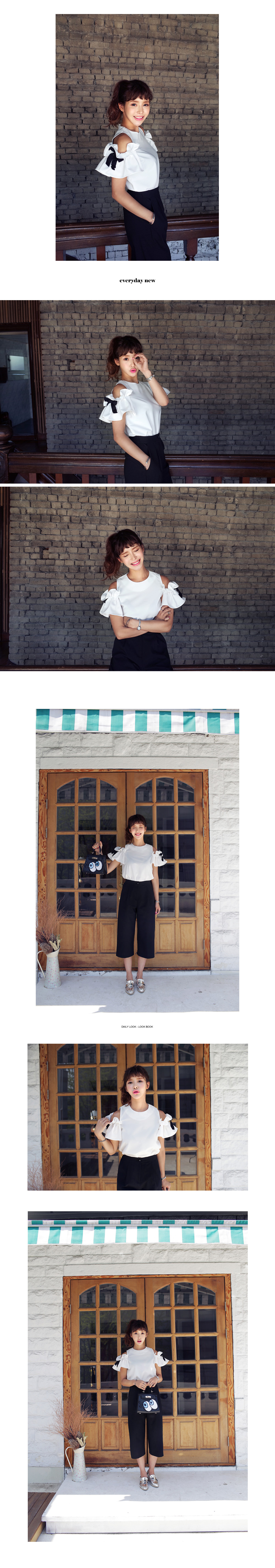 <font color=red><b>●●雑誌ViVi8月号掲載●●</b></font>ショルダーカットアウトリボンブラウス・全2色 | DHOLIC | 詳細画像4