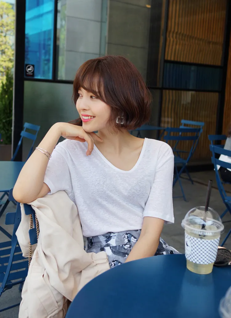 スクープネック半袖Tシャツ・全5色 | DHOLIC | 詳細画像1