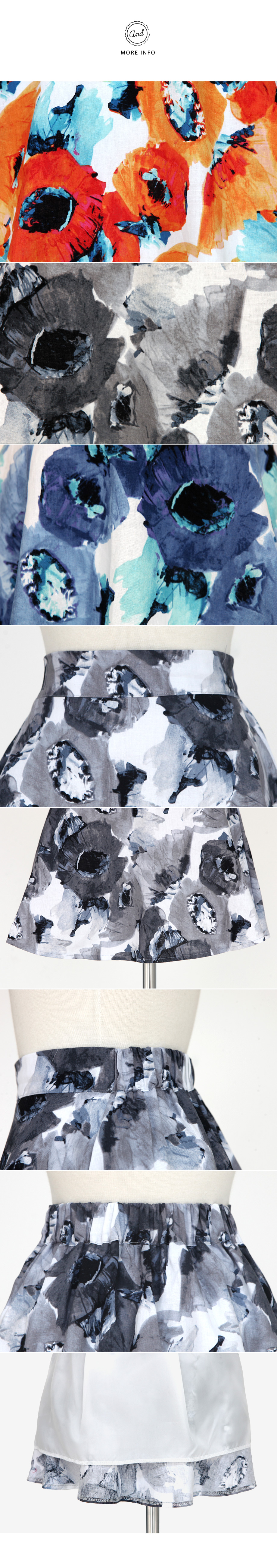 水彩フローラルAラインスカート・全3色 | DHOLIC | 詳細画像15